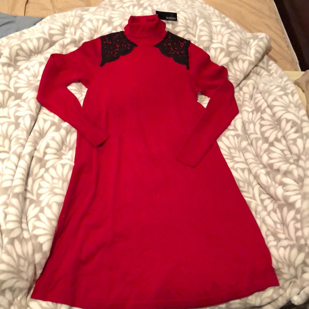 ♥️Red turtleneck dress new w/ tags! Size Small💃